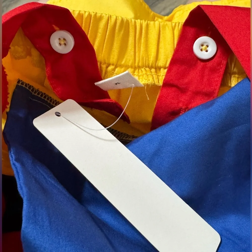 Snow White Inspired Costume Dress Up Colorful Ruffled Baby Romper Size 6 Months